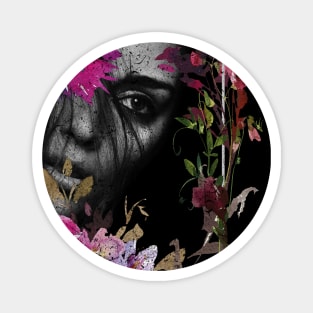 Floral Goth Girl Magnet